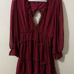 Justify Burgundy Long Sleeve Dress